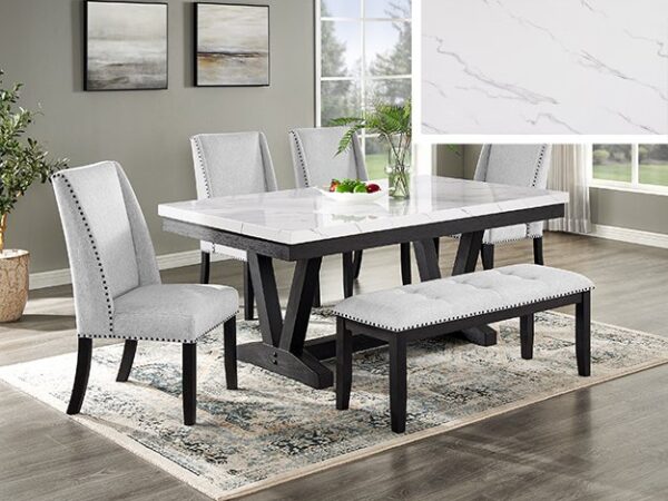 1319-6P VANCE FAUX TBL/WING CHAIRS,BENCH