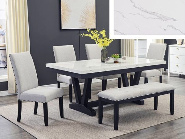 1319-6P/1320DV VANCE FAUX TBL/SIDE CHAIRS,BENCH