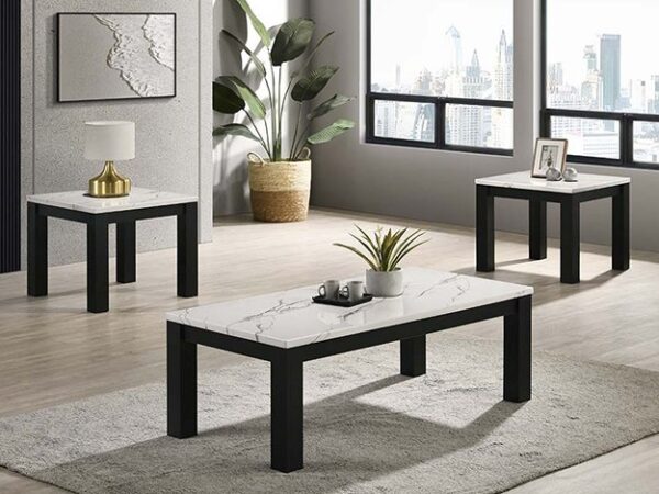 4170SET-WH IVY 3PK FAUX MBL WHITE COCKTAIL SET