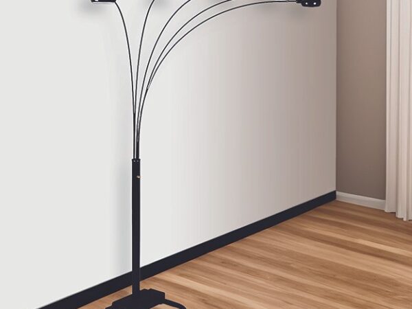 4888B-BK PEACOCK SHADE FLOOR LAMP BK 82"H