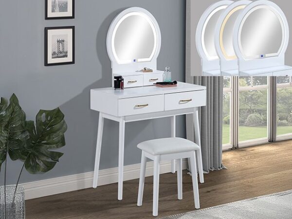 4905SET-WH CECILIA VANITY TABLE & STOOL-WHITE