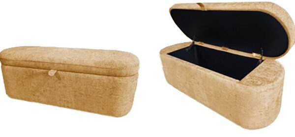 4924GD-BENCH PHILIPA STORAGE BENCH- GOLD TWEED