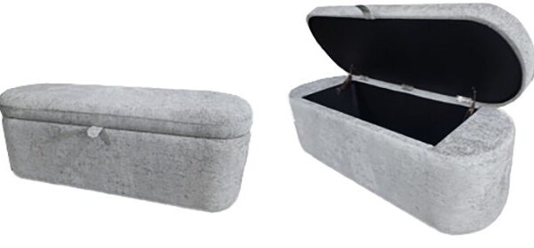 4924LG-BENCH PHILIPA STORAGE BENCH- L.GREY TWEED