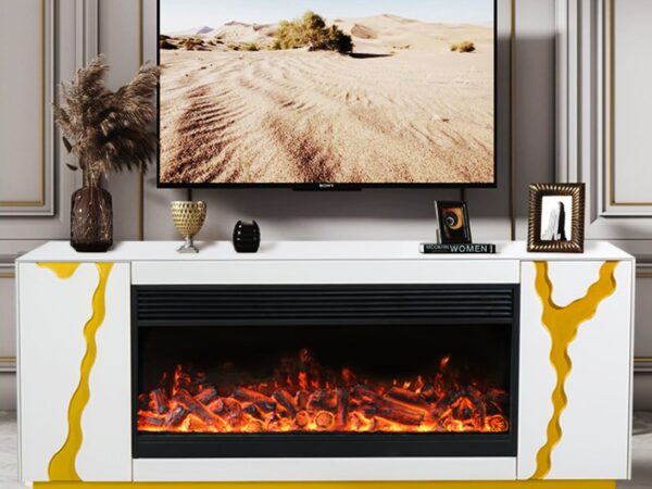A904 TV STAND W/FIREPLACE (WHITE)