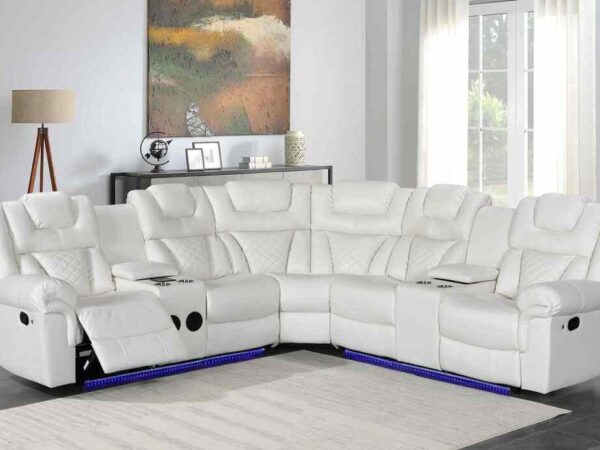 Alexa2023 White Reclining Sectional