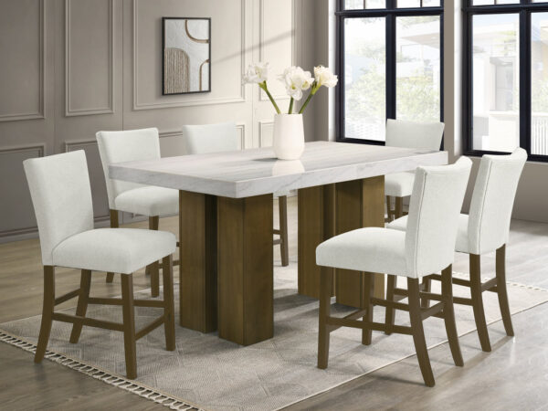 Capri20 - (GENUINE MARBLE) Counter Height Table & 6-Chairs
