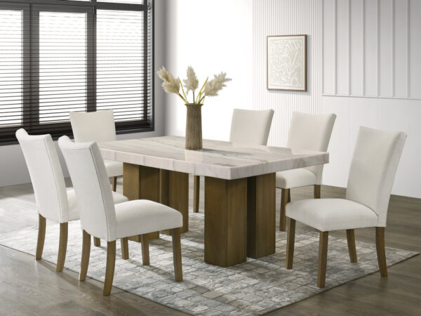 Capri10 - (GENUINE MARBLE) Table & 6-Chairs