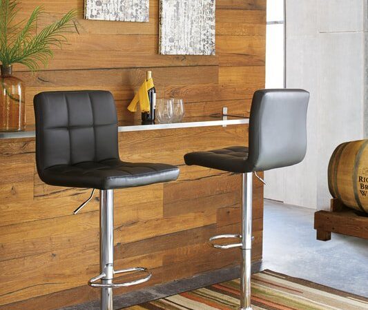 D120-130 Black Swivel Barstool