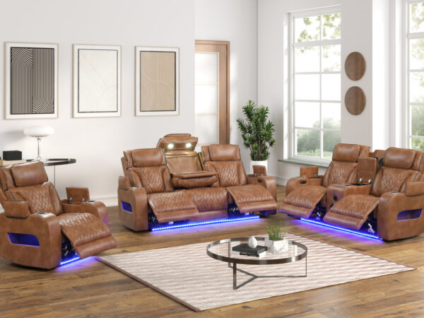 DUBAI 3PC Brown Power Reclining Set