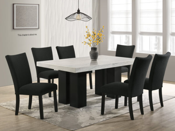 Finley10 Black - (GENUINE MARBLE) Table & 6-Chairs **NEW ARRIVAL**