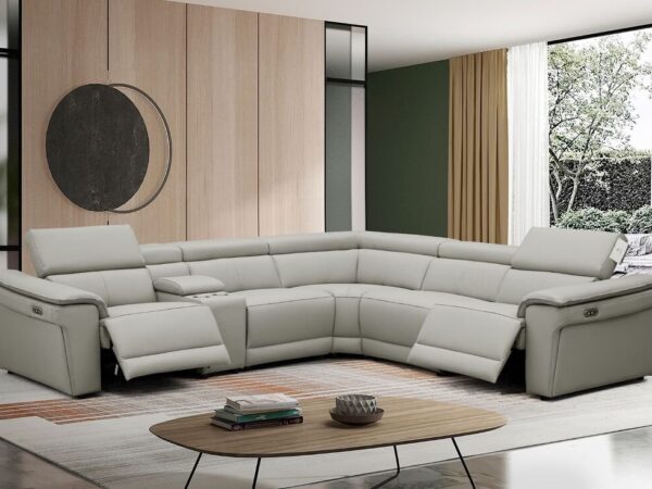 NEWYORK GRAY - LEATHER Power Reclining Sectional