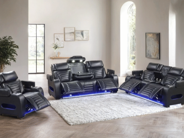 TOKYO 3PC Black Power Reclining Set
