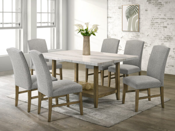 Lola10 - (GENUINE MARBLE) Table & 6-Chairs