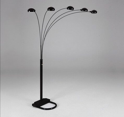 4888B-BK PEACOCK SHADE FLOOR LAMP BK 82"H