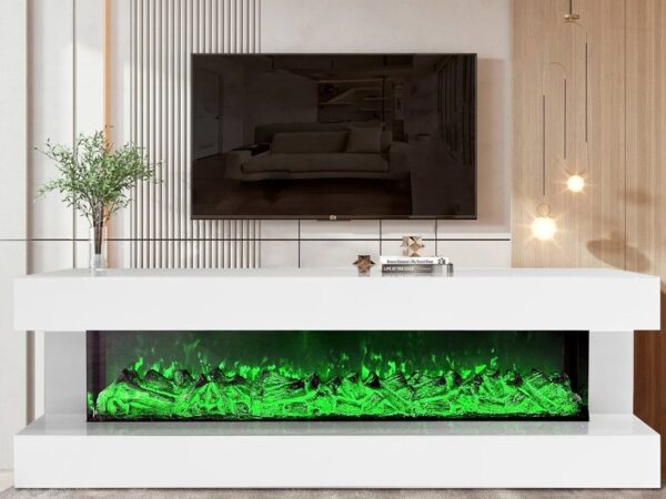 A85 TV STAND W/FIREPLACE (WHITE)