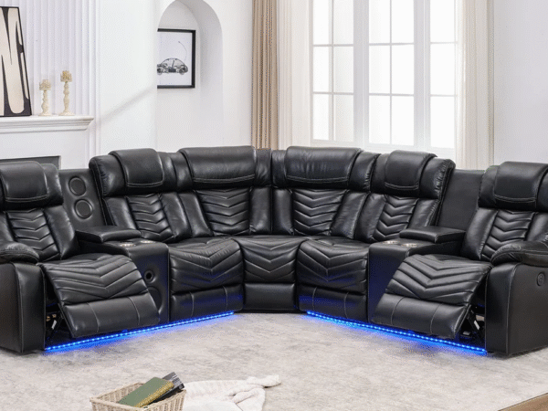 ACE26 Black Reclining Sectional
