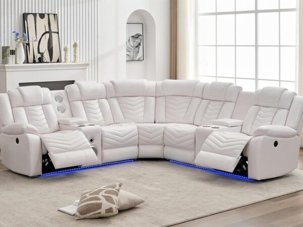 ACE27 White Reclining Sectional
