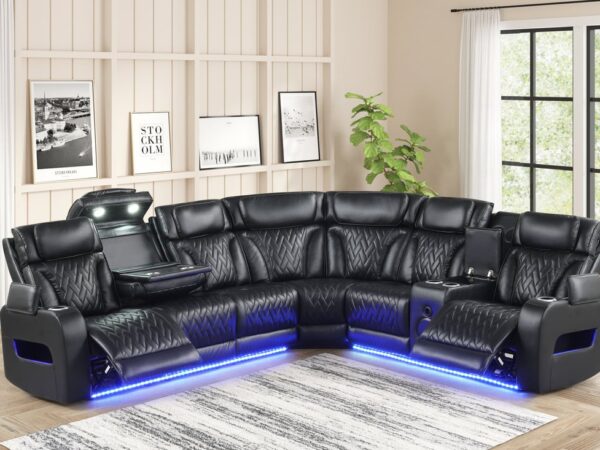 Barcelona Black Power Reclining Sectional (Power Headrests)