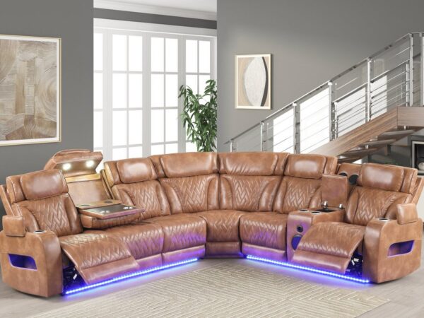Barcelona Brown Power Reclining Sectional (Power Headrests)