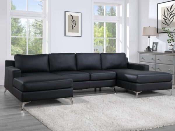 Candace Black Double Chaise Sectional